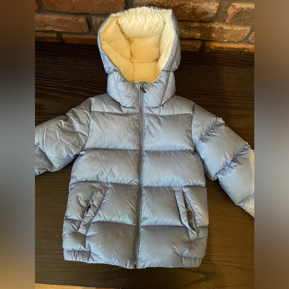 Like New!  Moncler baby blue quilted down jacket size 3